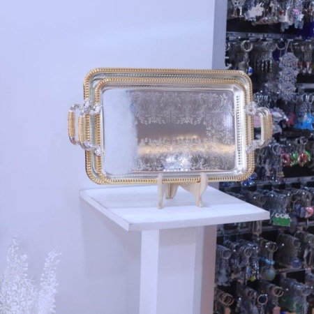 طقم صواني ستيل قطعتين